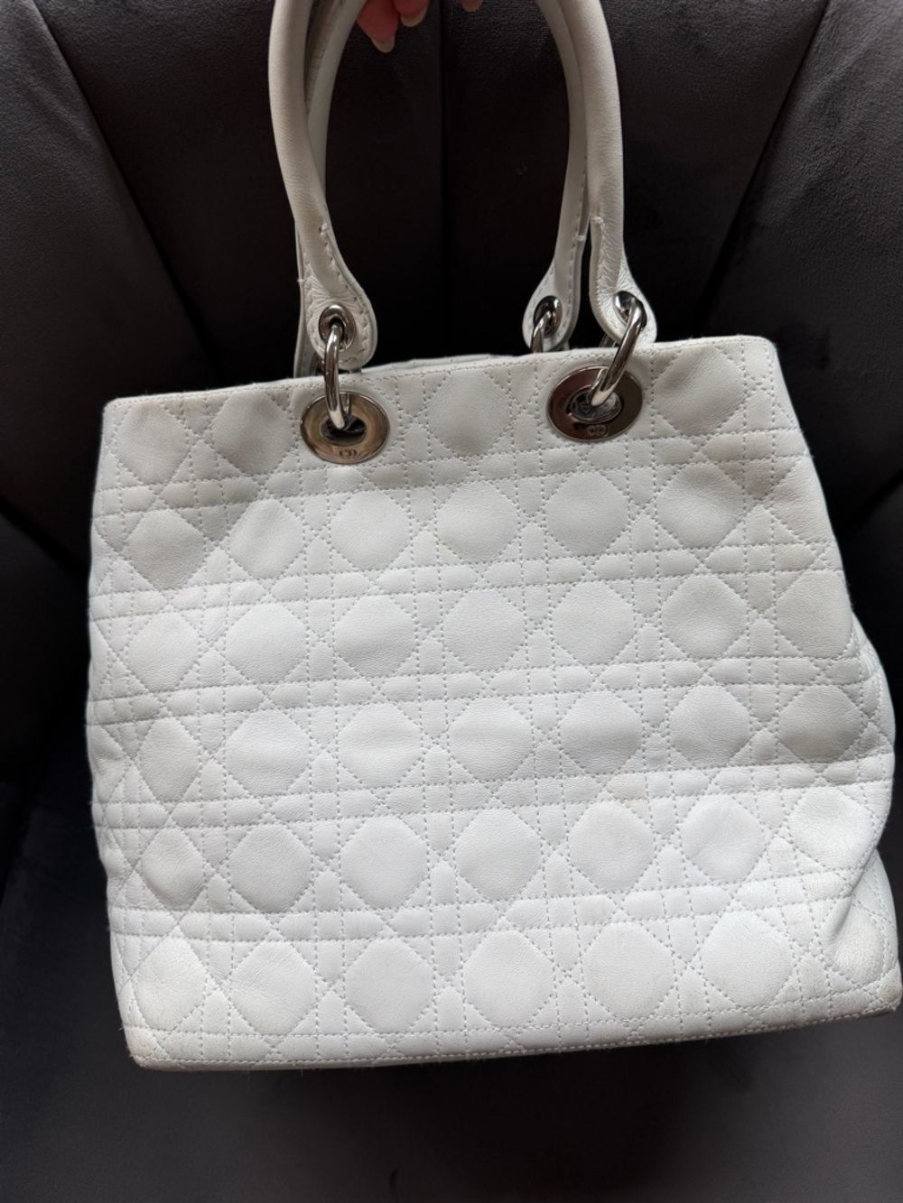 Vintage Christian Dior Cream Lady Dior Tote Bag - Picture 4 of 16